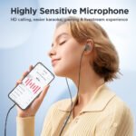 Close-up view of JOYROOM JR-EW03 Wired Series In-Ear Metal Earbuds with sleek metallic design, ergonomic ear tips, and a durable tangle-free cable.