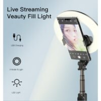 YESIDO SF12 LED RING LIGHT Stand Selfie Stick