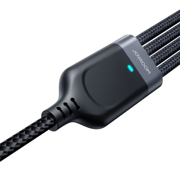 JOYROOM A18 3.5A USB to Dual 8 Pin+USB-C/Type-C+Micro USB 4 in 1 Data Cable, Length: 1.2m(Black) - Image 3